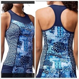 Tommy Bahama Navy Active Patchwork Tankini W/Mesh Sz XS NWT